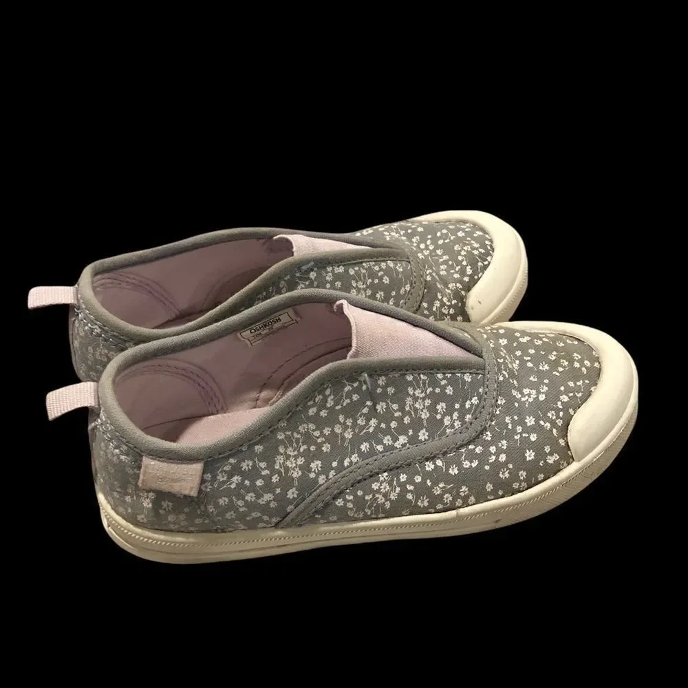 OshKosh B'Gosh‎ Girl's Slip-On Sneakers in Grey and Pink